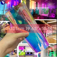 iridescent holographic clear transparent pvc fabric leatherette laser rainbow film vinyl craft bags diy bows making 50x135cm