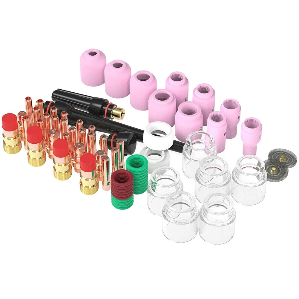 

71Pcs TIG Welding Torch Stubby Gas Lens Pyrex Glass Cup Kit For WP-17 WP-18 WP-26 TIG Torches Pipe Arc Welding Welded Joints