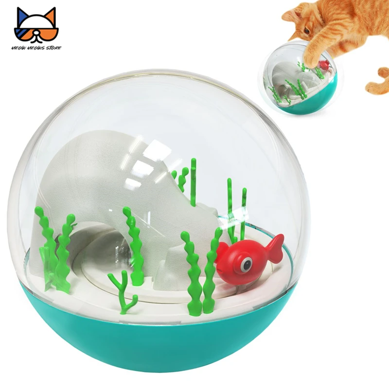 

MEOWS Cat Playing Toys Interactive Tumbler Luxury Round Ocean Ball With Electric Swimming Fish For Kitty Enjoy By Itself