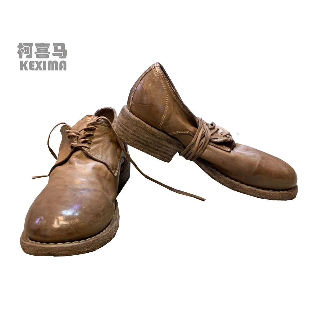 

xiyuexiefu Horse skin women shoes Thick heel Single shoe female