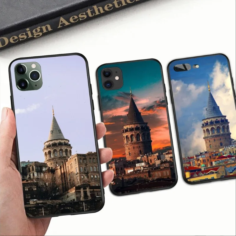 Турецкий Galata Kulesi чехол для телефона IPhone 14 13 12 11 XS X 8 7 6 Plus Mini Pro Max SE 2022 мягкий черный чехол для телефона