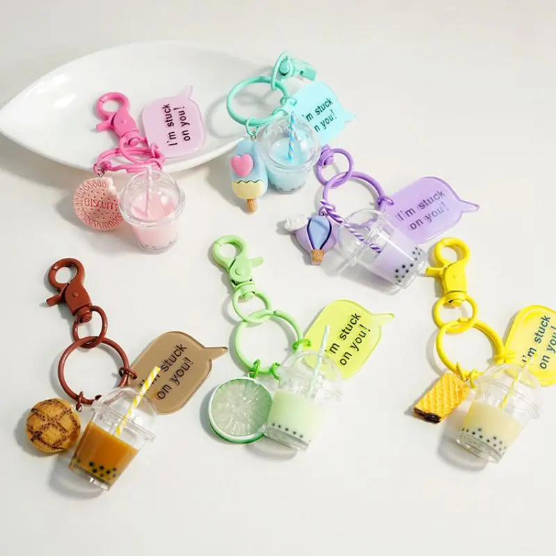 

Cute Bubble Tea Keychains Sweet Korean Style Keychains For Car Keys Accessories Creative Coffee Cup Pendant Keychains Wholesale
