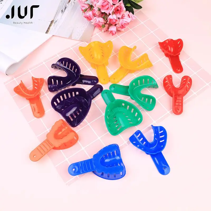 

2Pcs Color Plastic Autoclavable Adult And Kid Dental Impression Tray For Dental Alginate Impression Material High Quality