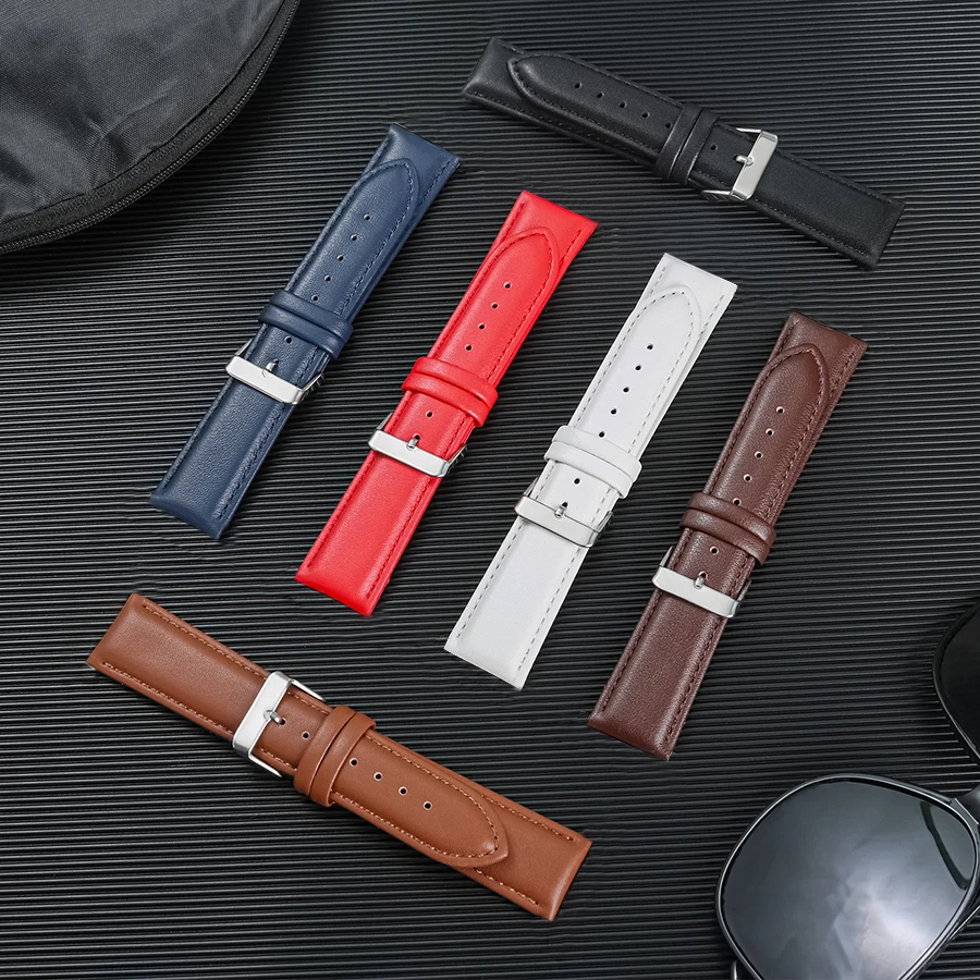 Кожаный Ремешок Для Часов Совместимый С Samsung Huawei Casio Seiko Asus Fitbit - Унисекс Пряжка