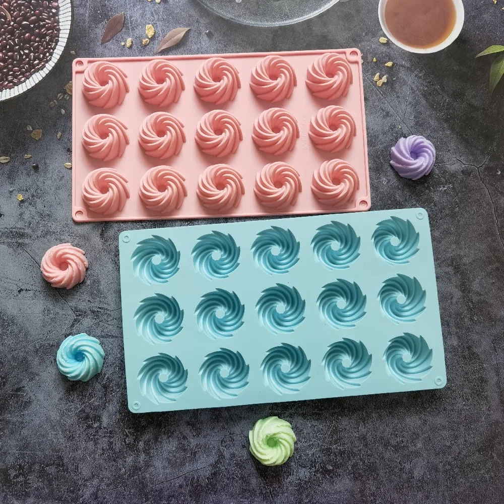 

15 Holes Spiral Shape Silicone Cake Mold Mousse Dessert Baking Chocolate Donuts Bakeware Pastry Mould
