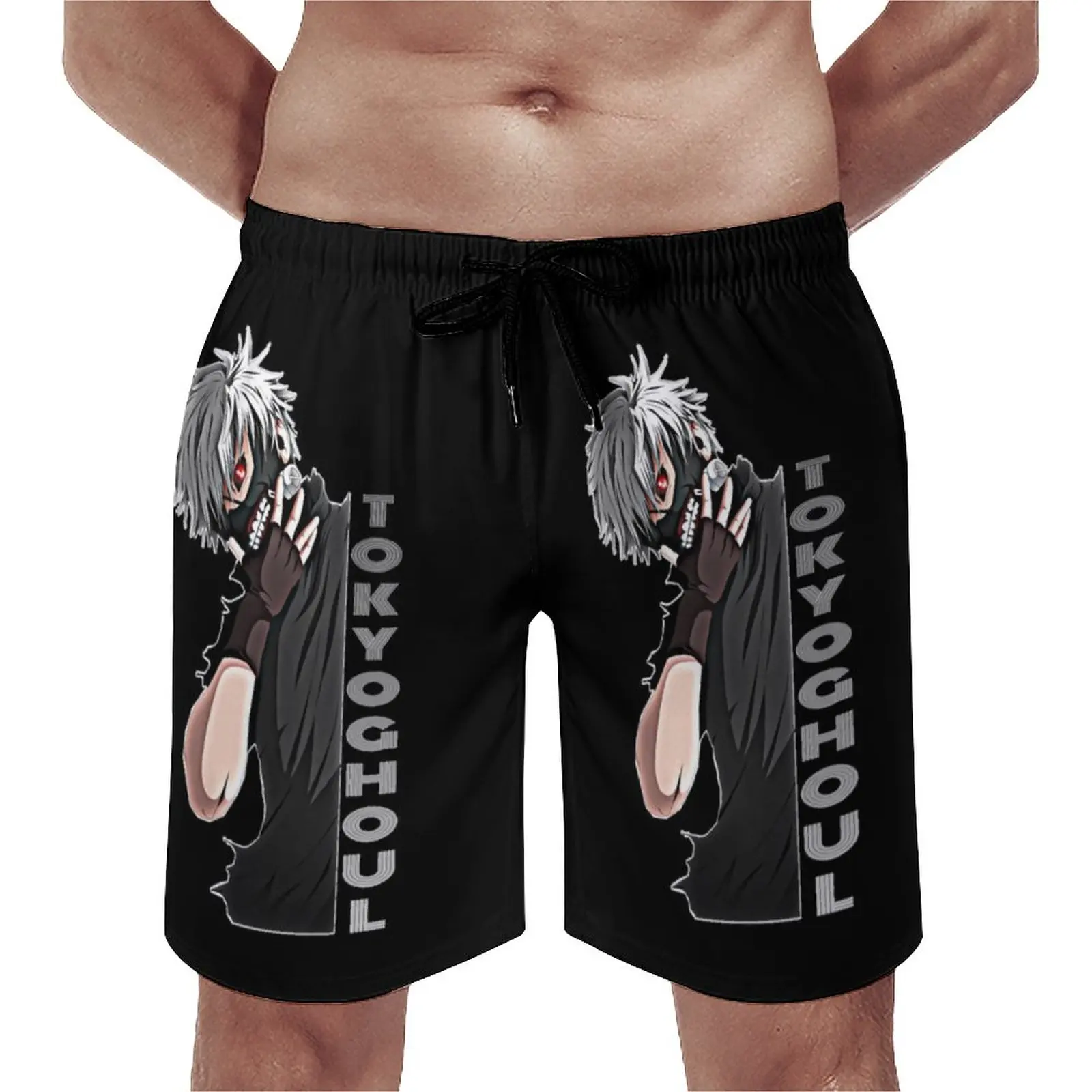 

Белые волосы Kaneki Токийский Гуль доска шорты Kaneki Ken Tokyoghoul Touka пляжные шорты тренки Мужские Дизайнерские плавки с узором