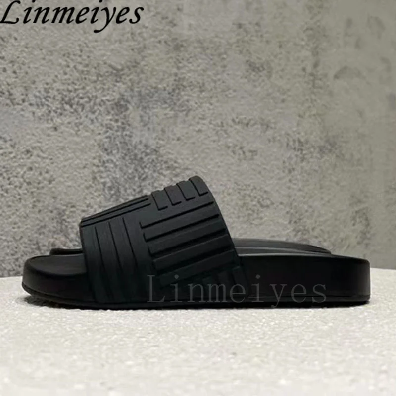 Summer Flat Slippers Women And Man Jelly Shoes Rubber Waterproof Sandals Thick Sole Slides Bathroom Slippers Men Size EU 35-45