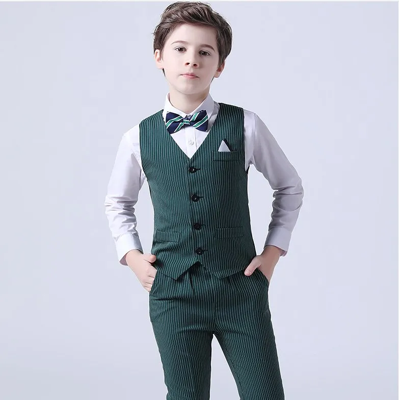 Boys Summer Wedding Suit Kids 1Year Birthday Vest Pants 2PCS Formal Suit Child Party Ceremony Costume Teenager Photography Suit