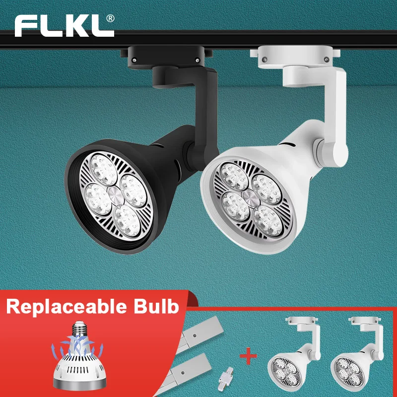 Led Track Light E27 Replaceable Bulb COB Wall Lamp Rail Spot
