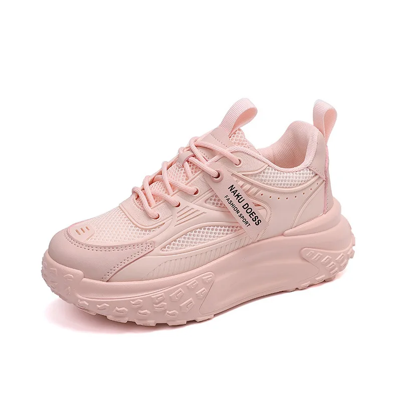 Women's sports shoes 2023 summer mesh women's shoes breathable shoes thick bottom increased sports casual shoes women's tennis