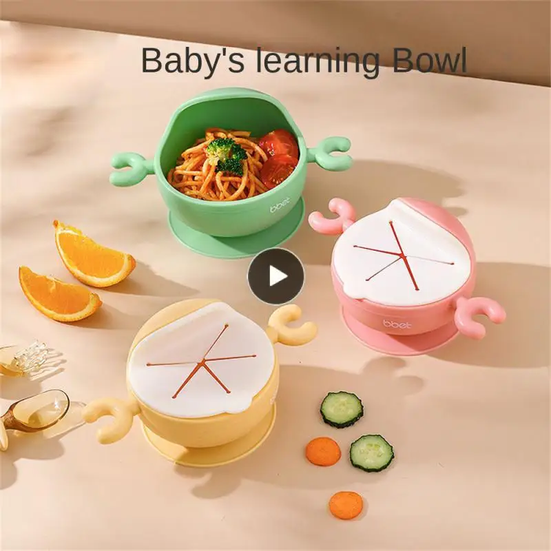 

Spill-proof Baby Food Storage Bowl Sippy Bowl Portable Food-grade Self-learning Silicone Bowl Sucker Bowl Big Arc Snack Bowls