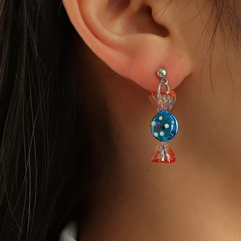 

Creative Female Acrylic Earrings For Womens Fashion Simple Cute Geometric Resin Candy Shape Stud Earrings Jewelry For Girls