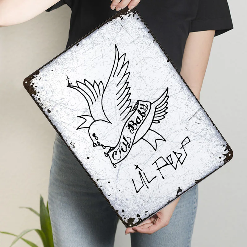 Lil Peep Плакат Рок Рэп Певец Металлические Вывески Современное Украшение Дома