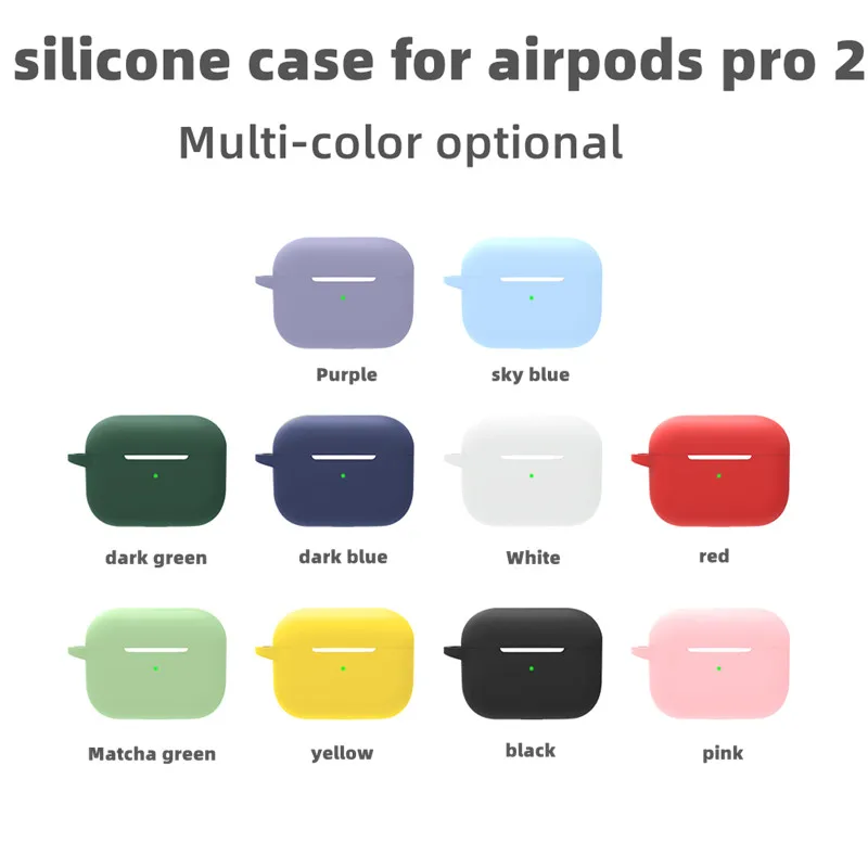 

Suitable for Apple AirPods pro2 headphone case Apple bluetooth earphone case solid color silicone shell soft shell earphone case