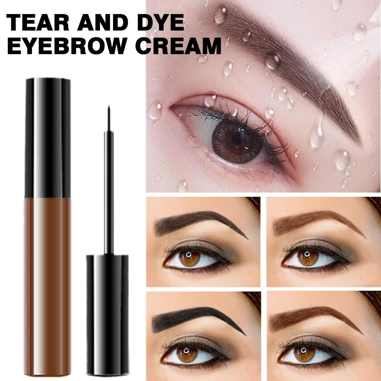 

Косметика для бровей, черный, коричневый водостойкий Прочный жидкий крем, набор для краски, увеличитель, кисть, косметический ТИНТ, фотограф...