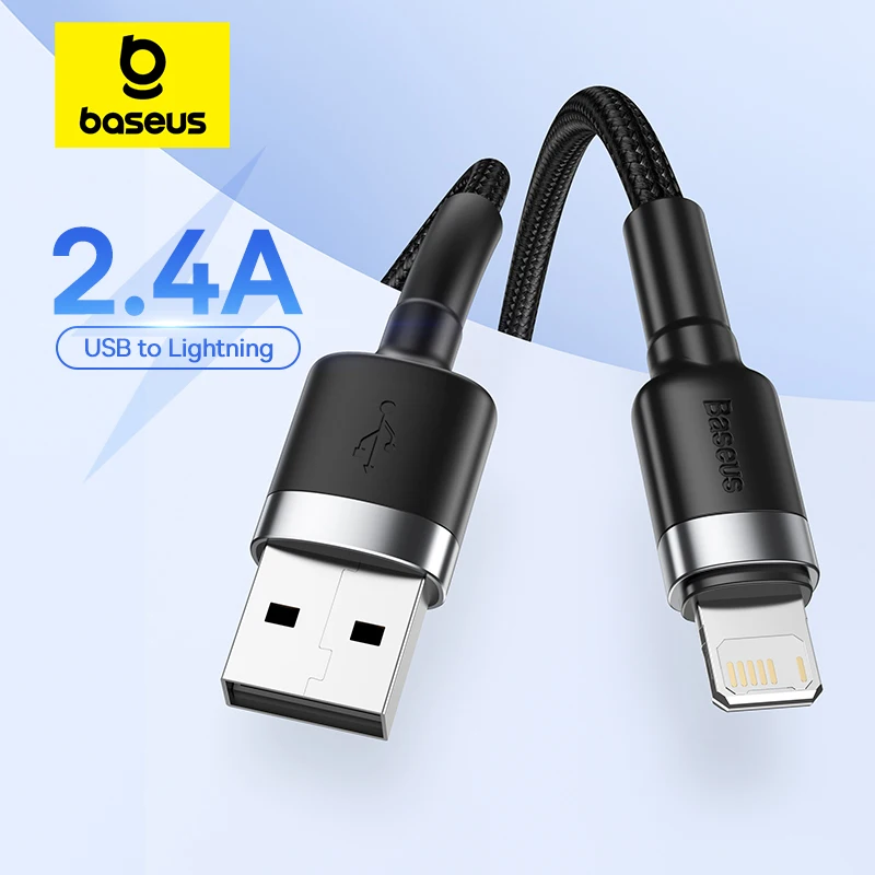 Фото USB-кабель Baseus 2,4 А для iPhone 14, 13, 12, 11 Xs X 8 Plus, кабель для быстрой зарядки, кабель для зарядного устройства iPhone iPad, USB-кабель для передачи данных №1
