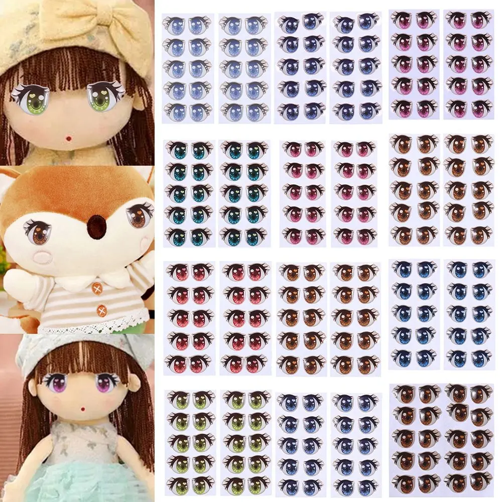 

5Pairs/10pcs Long Eyelashes Cute Love Cartoon Eyes Stickers Anime Figurine Doll Face Organ Paster Clay Decals DIY Doll Accessory