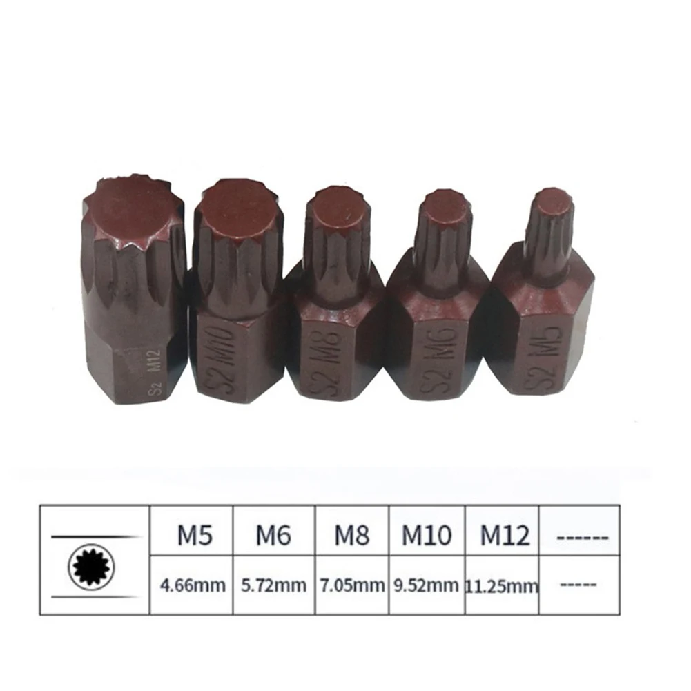 

10mm Hex Shank Star Screwdriver Bit 5pcs/set Alloy Steel For Impact Screwdriver High Precision M5/M6/M8/M10/M12