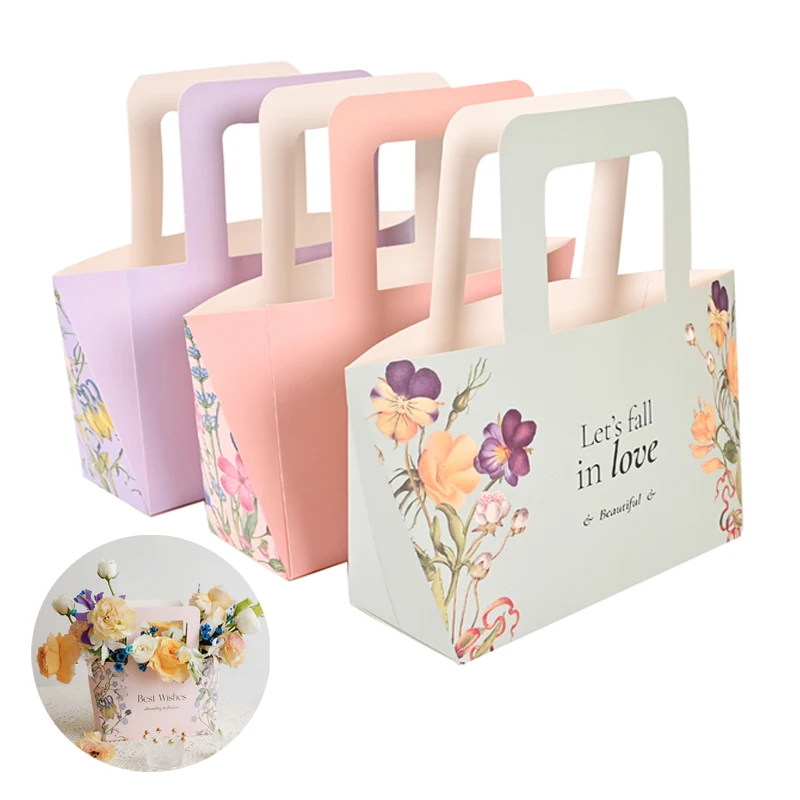 

Suitcase Mother's Day Flower Packaging Paper Box Square Portable Flower Arrangement Box
