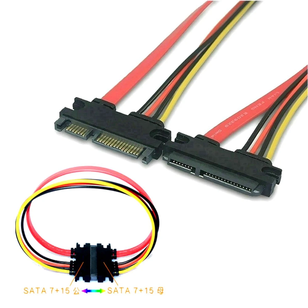 

Newest 30cm 22Pin SATA Cable Male to Female 7+15 Pin Serial ATA SATA Data Power Combo Extension Cable Connector
