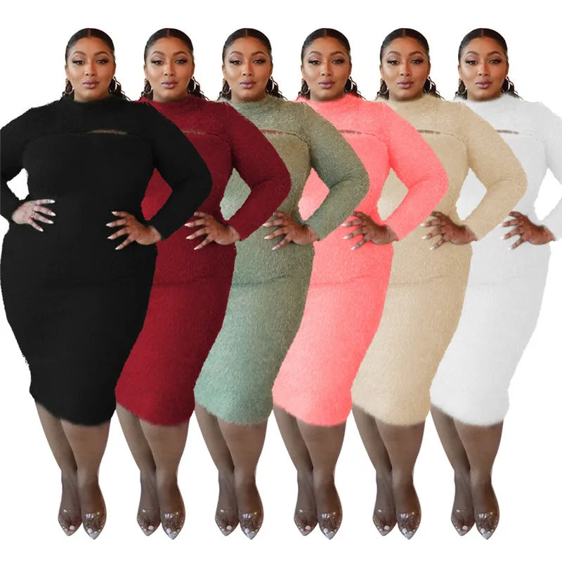 

New Knit Dresses for Women 2022 Elegant Solid Hollow Out Super Stretchy Maxi Dress High Quality bodycon dress
