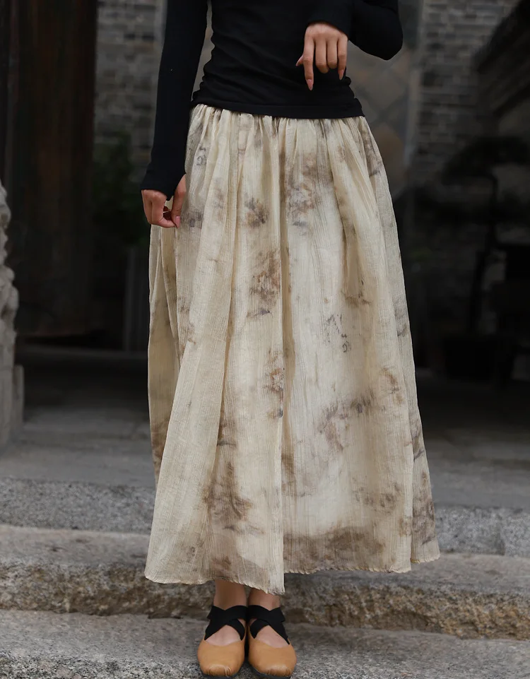 Юбка-миди женская с принтом в виде цветных растений