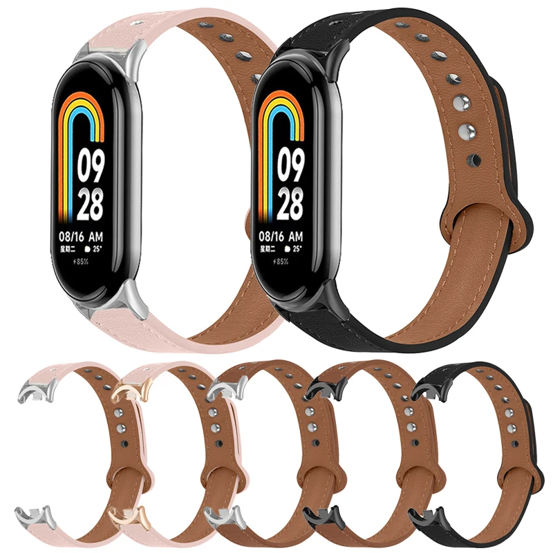 Кожаный ремешок для Xiaomi band 8, аксессуары для смартфонов Xiaomi mi band 8