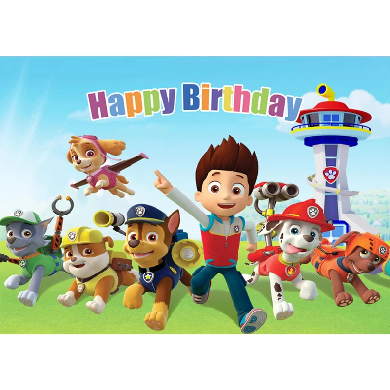 Виниловый фон с изображением собачки из м/ф Щенячий патруль |