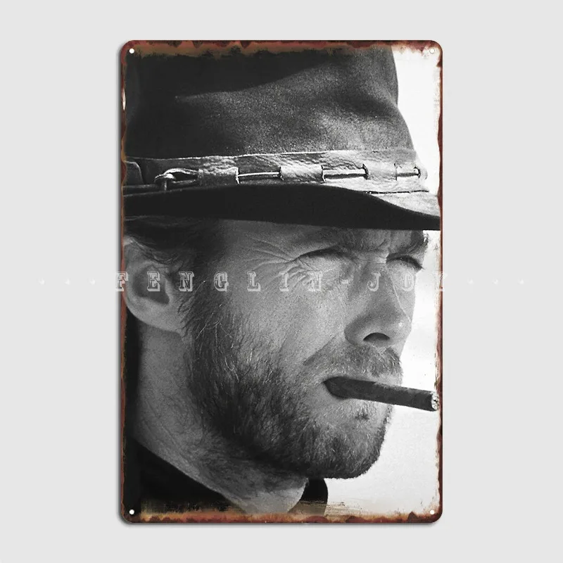

Clint Eastwood сигара черно-белая фотография Металлический Знак Персонализированный клубный бар Настенный декор жестяной знак паба постер