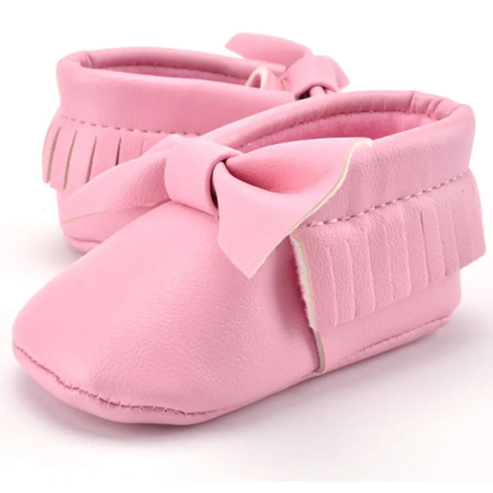 

Newborn Baby Casual PU Leather Tassels Bowknot Indoor 0-12 Months Toddler Shoes Infant Sole Shoes Soft Bottom Non-slip Shoes
