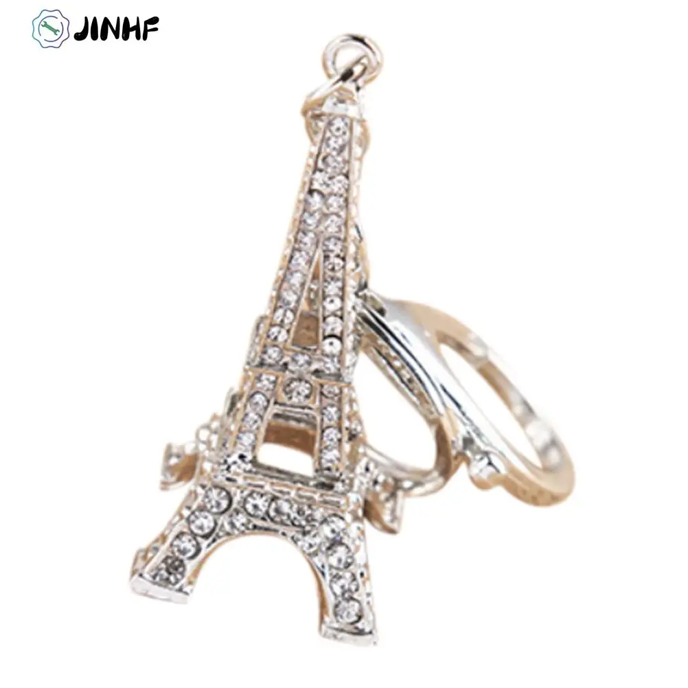 

1Pcs 2 Colors Souvenirs Key Creative Rhinestone Eiffel Tower Keychain Purse Bag Key Rings Gifts Charm Pendant about 6.5*3.4cm