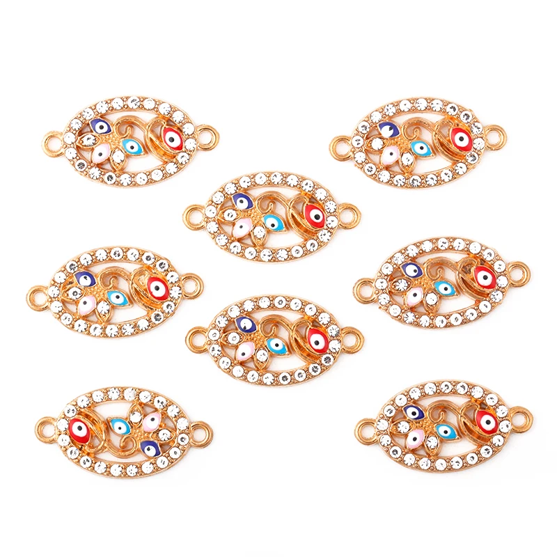 15Pcs 13*25MM Colorful Lucky Blue Eyes Charm Pendant Connector Women's Jewelry DIY Necklace Bracelet Earrings Accessories Gifts