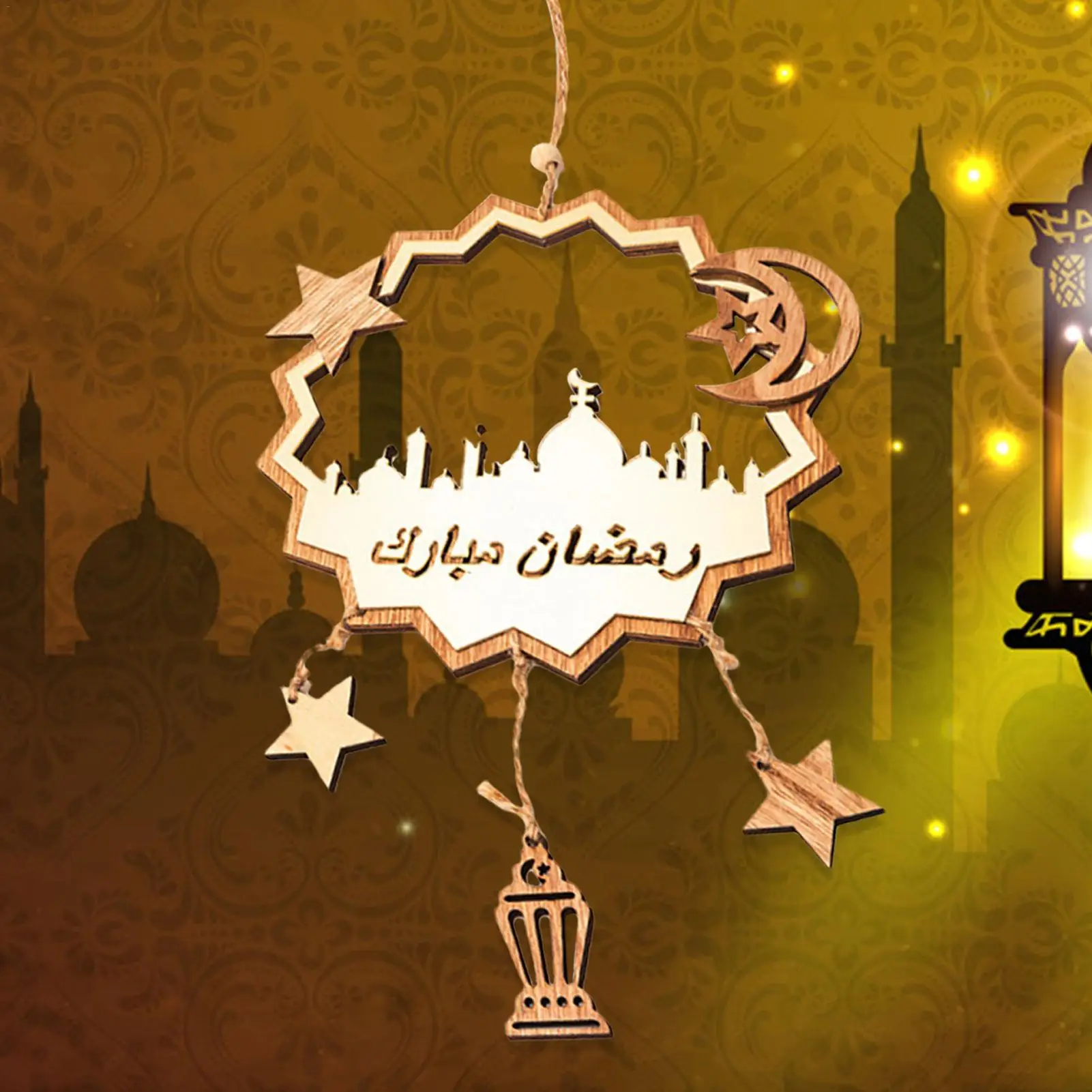 

Wooden Eid Mubarak Pendant - Eid Mubarak Letter Ornament - Gift For Muslims, Accessories For Eid Mubarak Ramadan Kareem