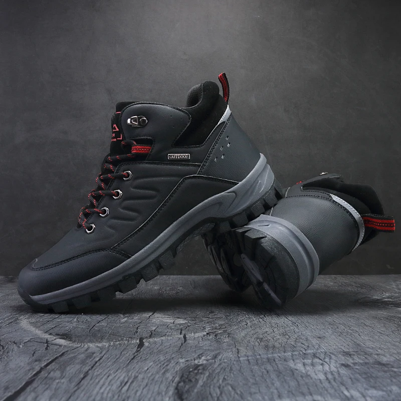 Men's Waterproof Leather Hiking Shoes Non-slip Wear-resistant Outdoor Travel Walking Sneakers Fashion Climbing Boots