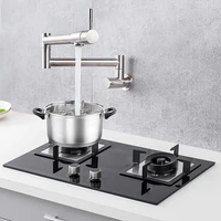 pot filler tap single lever rotate folding spout bathroom kitchen faucet wall mount cold water sink tap blackbrushed