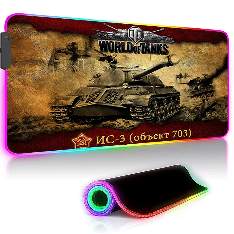 

Игровая мышь World Of Tanks со светодиодсветодиодный RGB подсветкой, аксессуары для компьютерного стола, противоскользящие игровые коврики для ноутбука, светящийся коврик для мыши, коврик для клавиатуры