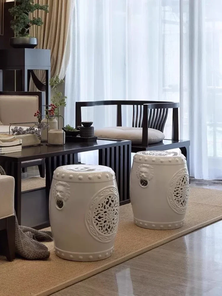 Новый китайский керамический барабанный стул Daxiang Lotus белый крутой для