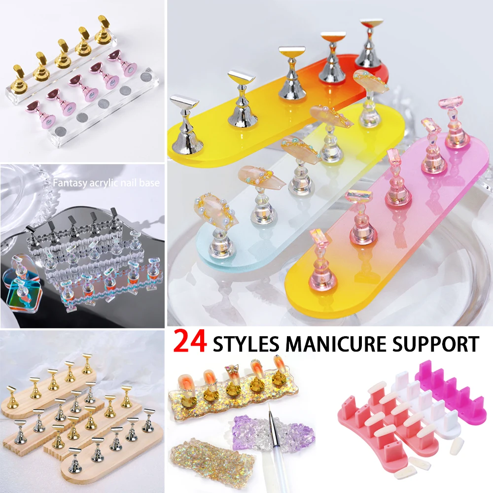 

Nail Practice Holder Display Board Detachable Tool False Nails Plate Base Finger Metal Strong Magnetic Clay Fixed Stand Reusable
