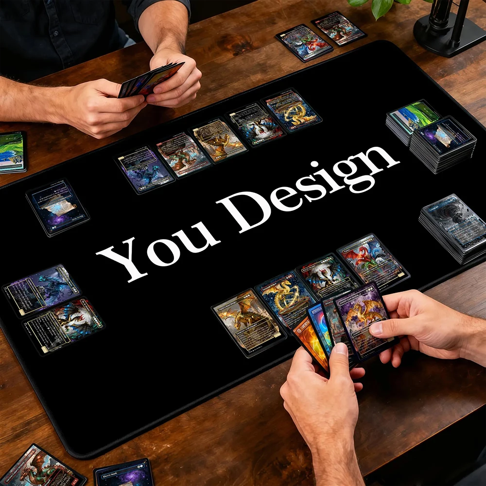Фото Игровой коврик TCG DIY для Riftbound, индивидуальный коврик для карт, коврик для OPCG, нескользящий, прочный, с прошитыми краями, магический коврик для карт. №2