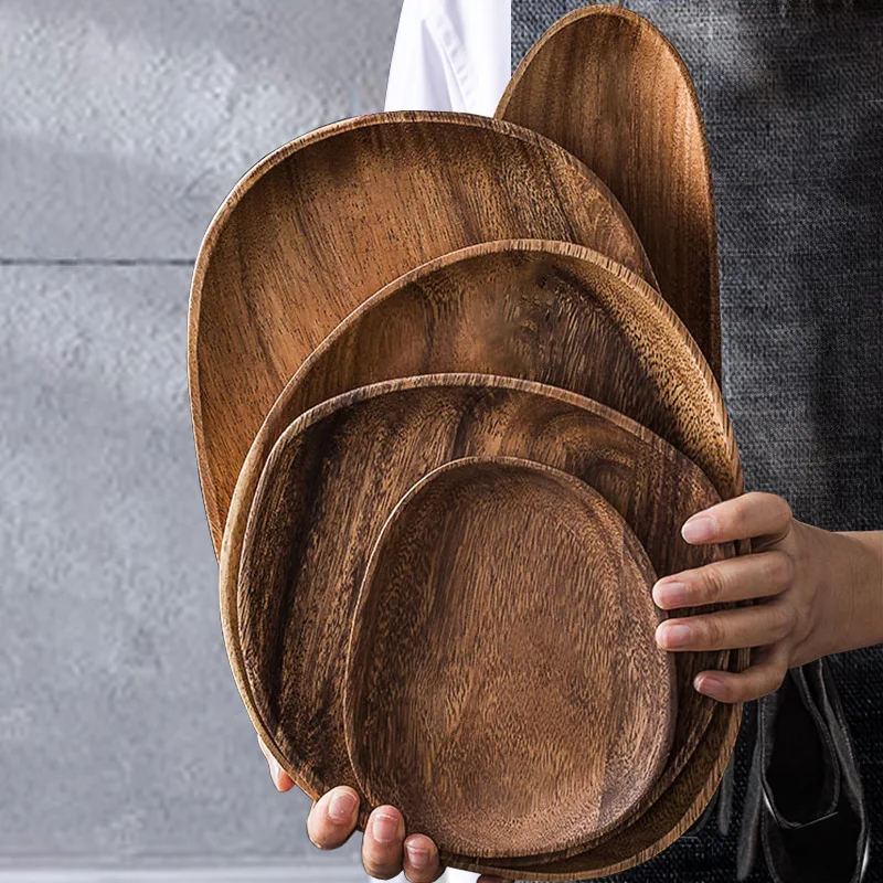 

Modern Wooden Special-shaped Plate Wooden Plate Dessert Cake Tray Irregular Storage Tray Fruit Dishes Hotel Restaurant Tableware