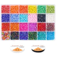 3mm small glass seed beads bulk kit 24colors elastic string jewelry pony craft acrylic loose beads diy bracelets making supplies