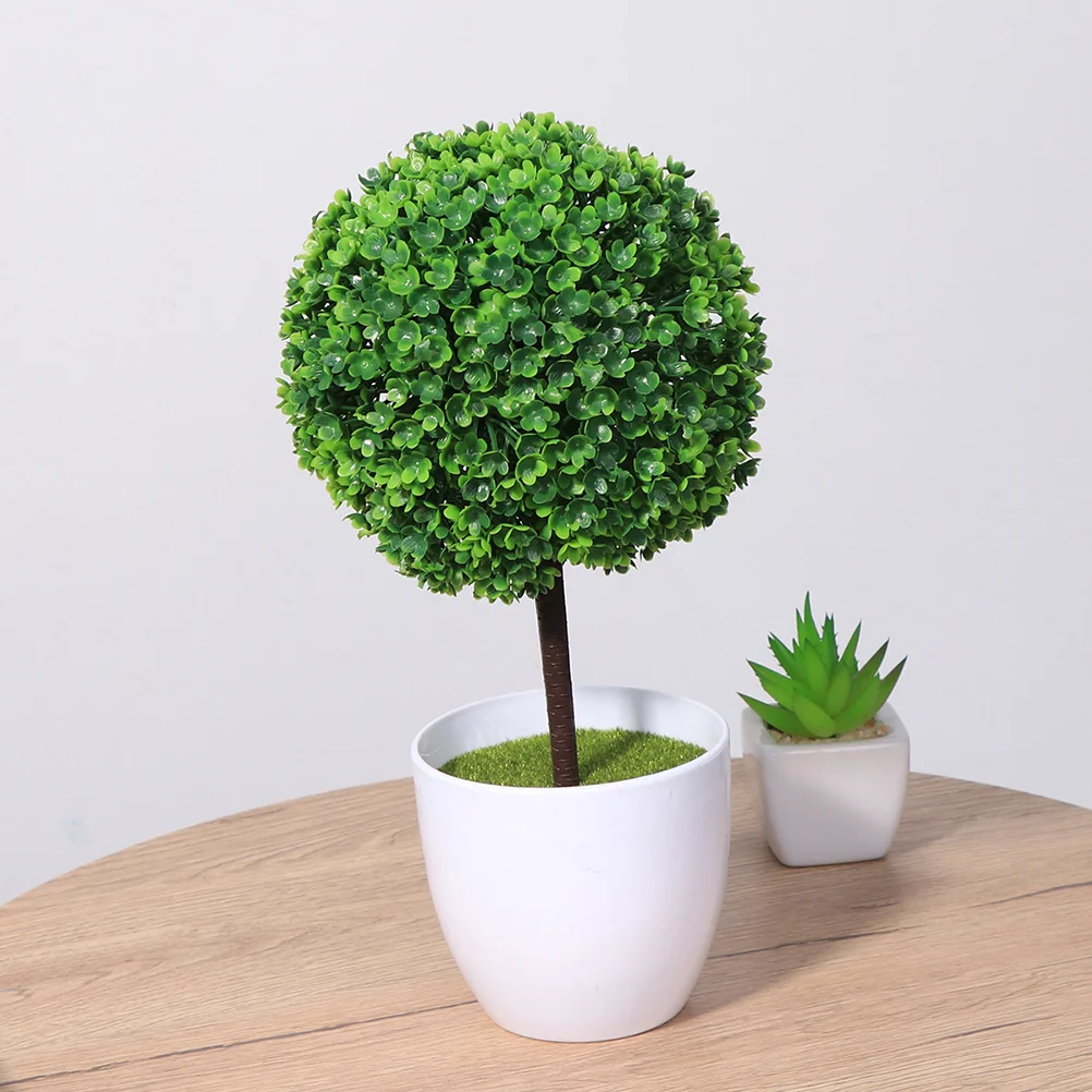 

2pcs Artificial Potted Plants Boxwood Topiary Green Grass Greenery in Pots Small Houseplants for Indoor Office Tabletop Decor