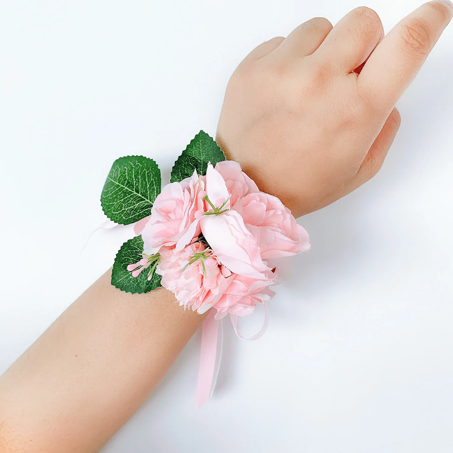 

Artificial Flowers 6 Colors American Brides Wrist Flower Bridesmaid Bracelet Rose Forest Wedding Sister Group Accessories