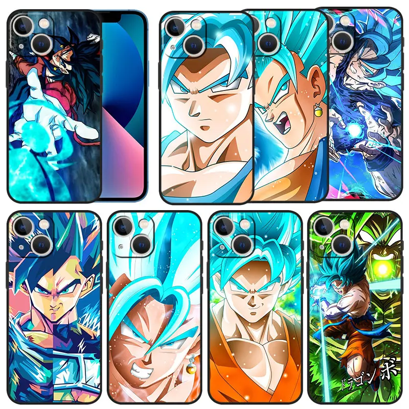 

Phone Case for iPhone 13 11 12 Pro Max X XR 8 7 6 6S Plus XS 13mini 12mini SE 5 5S Cover Silicone Bumper Goku super saiyan blue