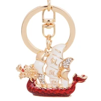 keychain chinese wind drip oil inlaid diamond dragon boat smooth sailing keychain car bag pendant pendant wholesale