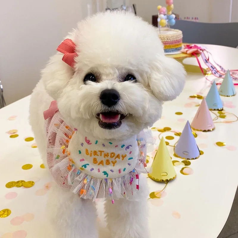 

Pet Birthday Scarf Collar Dress Up Party Adjusting Cap Triangular Bandage Pet Collar Waterproof Saliva Dripping Birthday Suit