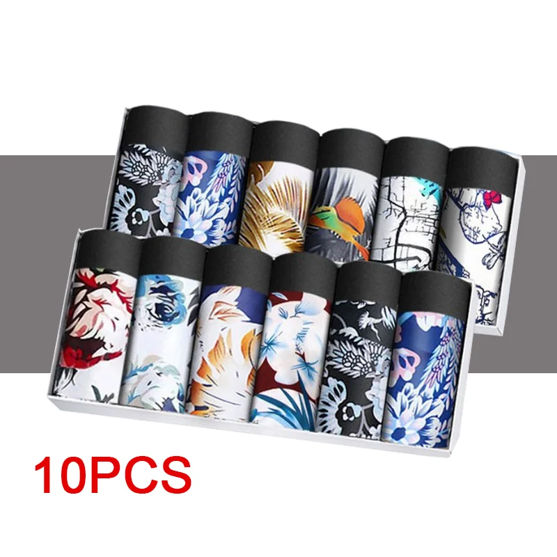 10pcs Men Underwear Boxers Shorts Ice Silk Underpants Summer Cool Shorts Underwear for Man Soft Male Panties Plus Size Boxer