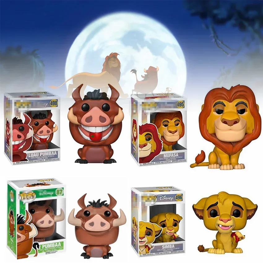 FUNKO POP DISNEY Фигурка Короля Льва Mufasa Коллекционные игрушки Simba Pumbaa Timon Fox 87 498 495 496
