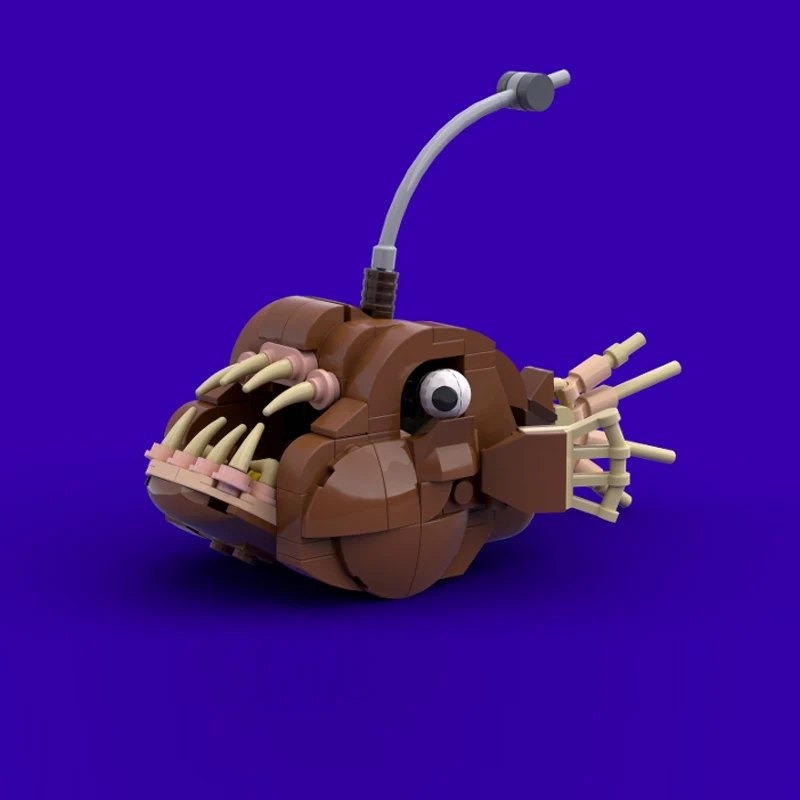 Фото Набор для сборки модульной модели рыбы-англерфиса из серии Creators Animal Series MOC: развивающая игрушка для детей, подарок на праздники №2