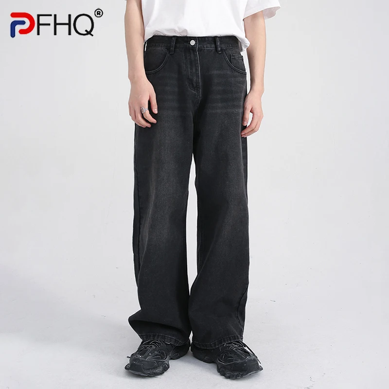 

Элегантные мужские прямые джинсы PFHQ, новые корейские индивидуальные широкие брюки 2023, стильные винтажные мужские брюки, высокое качество, весна